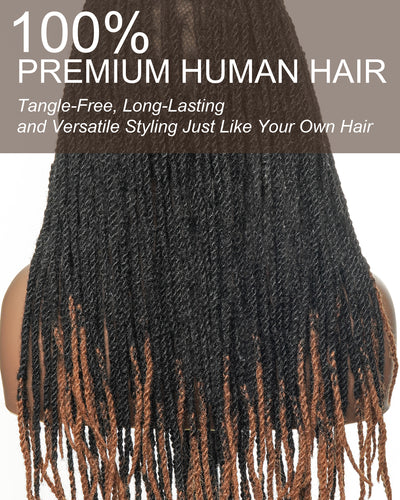 24" 100% Human Hair HD Full Lace Twist  Dreadlock Wig