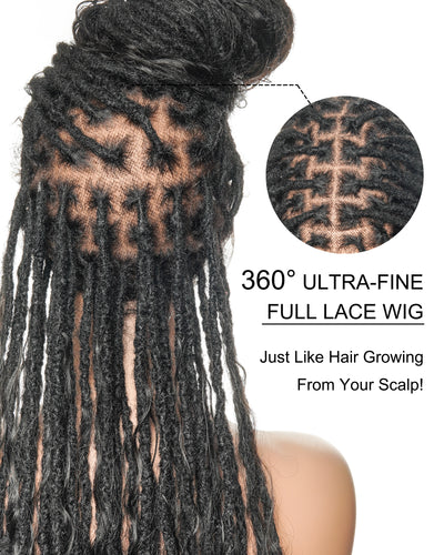100% Human Hair Salon-level Pre Bleached HD Full Lace Knotless Boho Locs Wig 100 Strands
