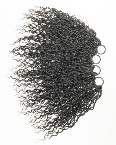 18" Pre Looped Crochet Boho Locs With Human Hair Boho Curls 80 Strands/Pack (5 boho curls)