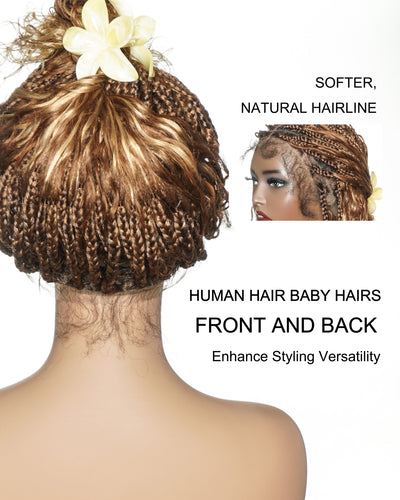 Lumina - 18" Piano Color Swiss HD Full Lace Human Hair Boho Braided Wig