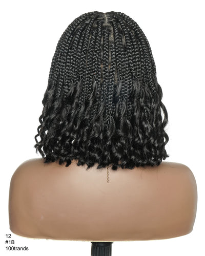 Nina - Small Head Friendly Glueless Braided Wig With Curly Ends (Small Cap Size for Petite Head)