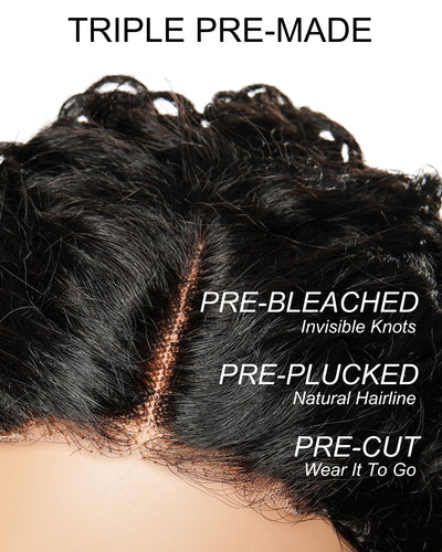Bobrina 14" 100% Virgin Human Hair Deep Wave Bob Glueless Pre Cut Pre Bleached HD Lace Wear to Go (for US Market Only)