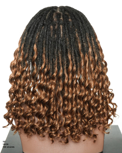 14" 100% Human Hair Boho Locs With Curly Ends Glueless Pre Bleached Swiss HD Full Lace Wig