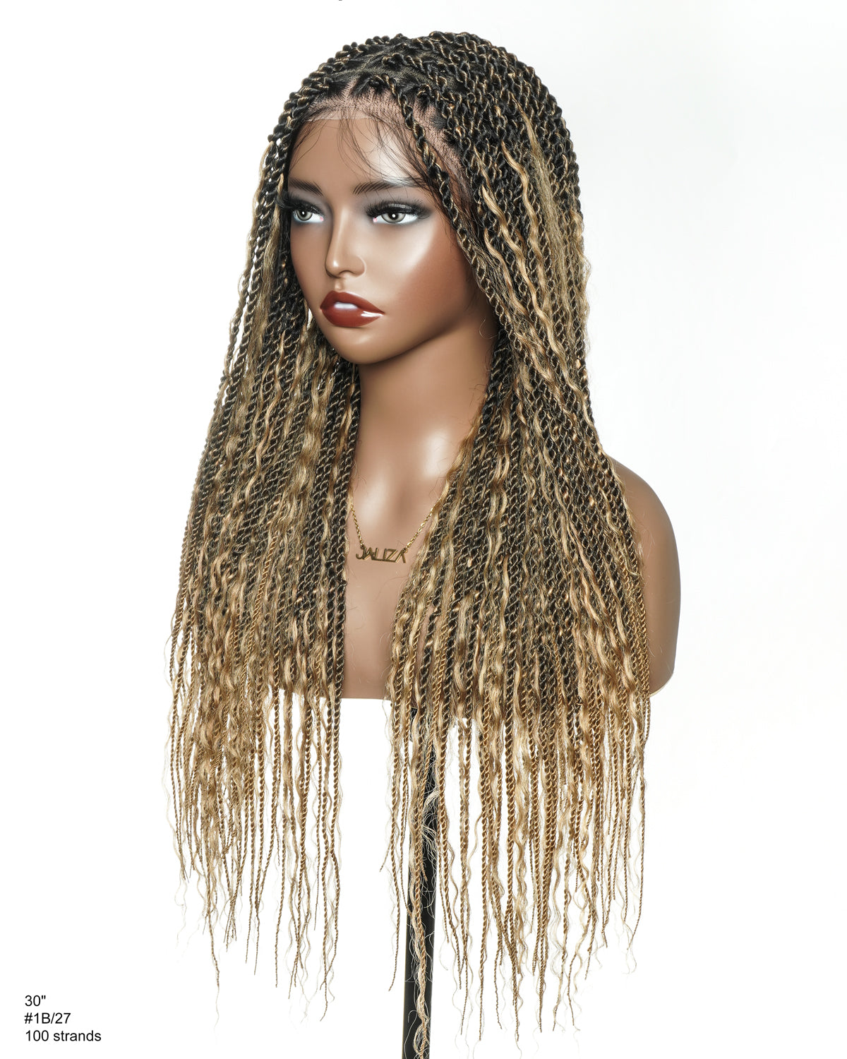 30 inches Honey Blond HD Lace Human Hair Boho Island Twist Braided Wig