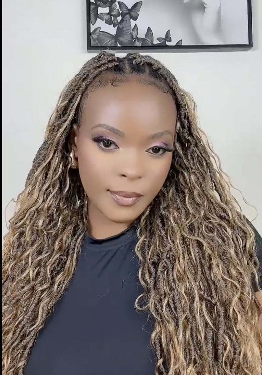 18" Pre Looped Crochet Boho Locs With Human Hair Boho Curls 80 Strands (5 boho curls)