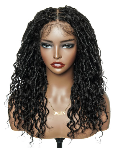 Lola - 16" Pre Bleached Swiss HD Full Lace Boho Locs Wig With Human Hair Boho Curls