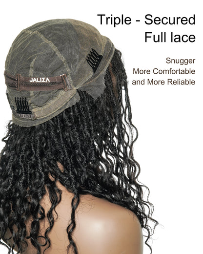 16" Pre Bleached HD Full Lace Boho Locs Wig With Human Hair Boho Curls