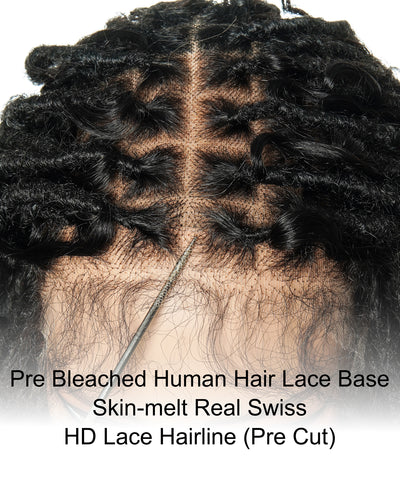 Lola - 16" Pre Bleached Swiss HD Full Lace Boho Locs Wig With Human Hair Boho Curls