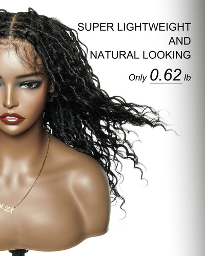 Lola - 16" Pre Bleached Swiss HD Full Lace Boho Locs Wig With Human Hair Boho Curls