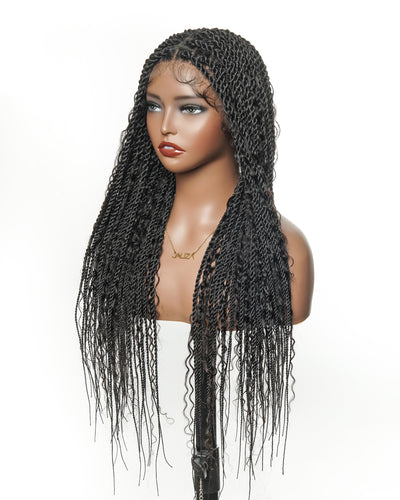 30 inches Honey Blond HD Lace Human Hair Boho Island Twist Braided Wig