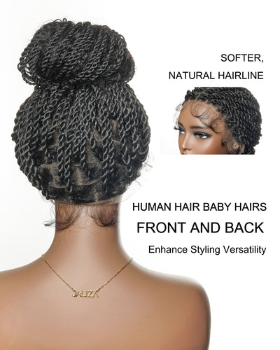 30 inches Honey Blond HD Lace Human Hair Boho Island Twist Braided Wig