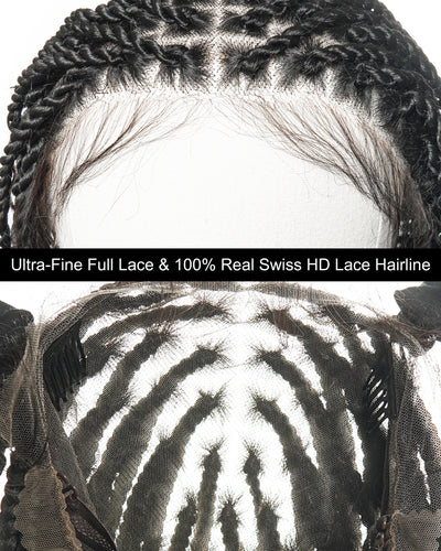 30 inches Honey Blond HD Lace Human Hair Boho Island Twist Braided Wig