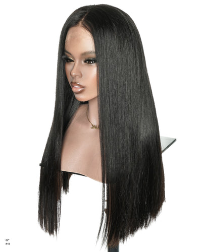 Peluca frontal con encaje HD de 13x4, cabello humano virgen vietnamita 100% liso hueso, súper doble dibujado, 22"