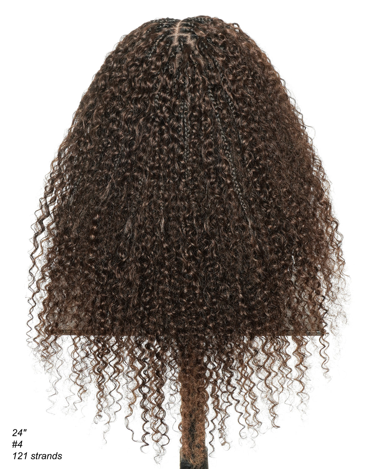 Bora Bora 24" Dark Brown Pre Bleached HD Full Lace Human Hair Curly Wave Boho Box Braided Wig