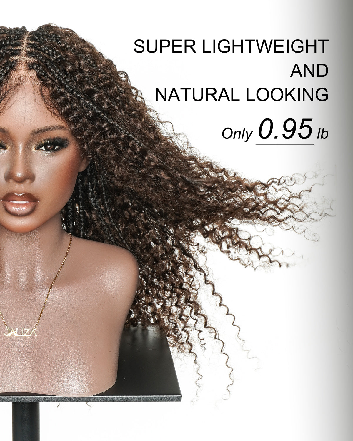 Bora Bora 24" Dark Brown Pre Bleached HD Full Lace Human Hair Curly Wave Boho Box Braided Wig