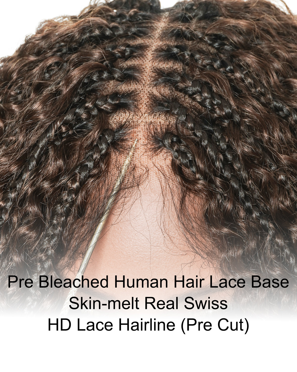 Bora Bora 24" Dark Brown Pre Bleached HD Full Lace Human Hair Curly Wave Boho Box Braided Wig