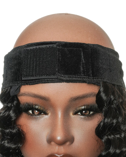 12" 100% Human Hair Headband Piece With Beanie