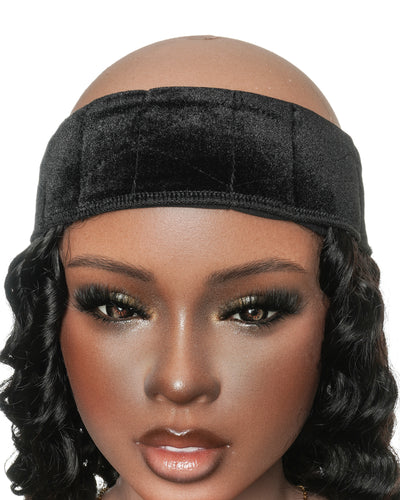12" Glueless 100% Human Hair Headband Piece With Beanie