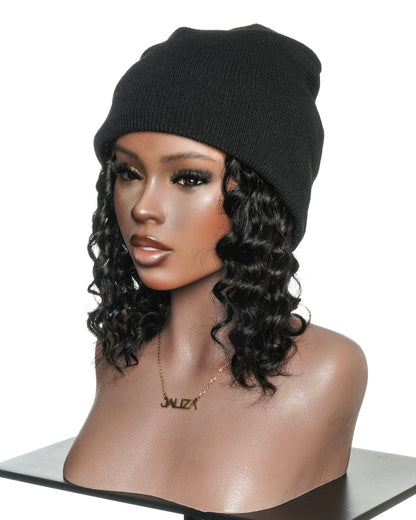 12" 100% Human Hair Headband Piece With Beanie