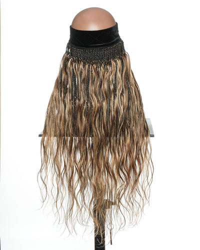 26" Glueless Boho Braids Band with Human Hair Body Wave Curls (Single Braid 22")