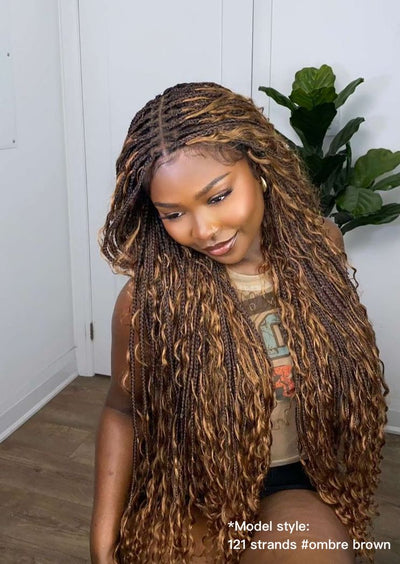 brown boho braided wig