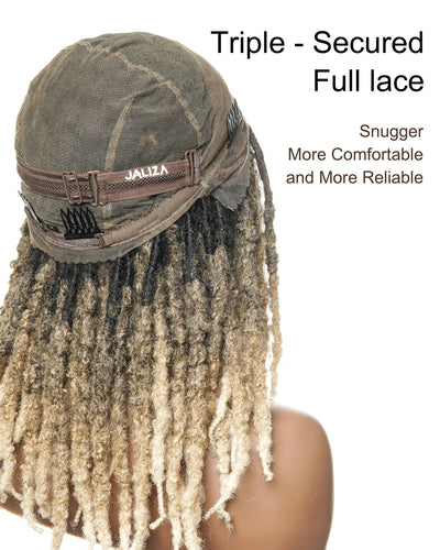 18" Soft And Distressed Faux Locs Pre Bleached Swiss HD Full Lace Wig