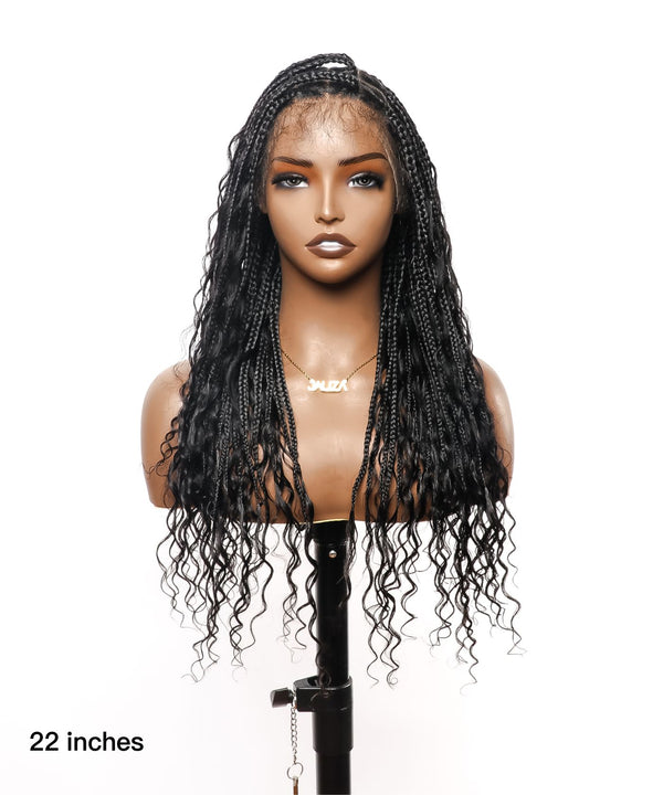Small Square Box Braid Wig with Human Hair Curls - JALIZA 1
