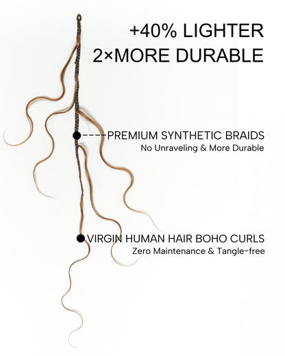 18" Bora Bora Crochet Braids With Loose Body Wave Human Hair Boho Curls 120 Strands/Pack