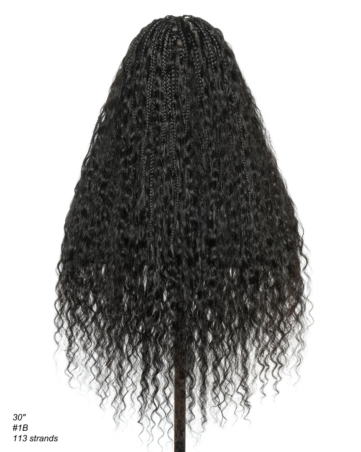 30" 2 Steps Pre Bleached Full lace Cornrow Human Hair Curls Boho Box Braided Wig