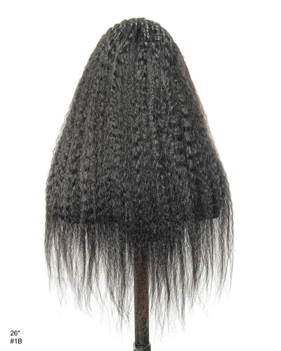 26" Multi Half Cornrow Crown with Extra Full Kinky Human Hair Wig