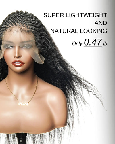 26" Multi Half Cornrow Crown with Extra Full Kinky Human Hair Wig