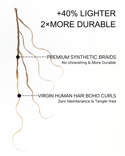 Custom Color Mix 12 Inch Body Wave Human Hair Boho Crochet Braids - Pre Loop