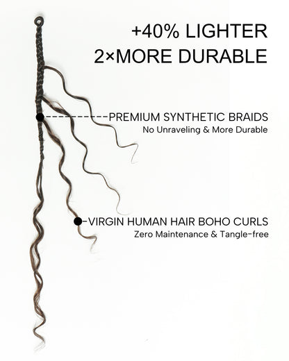 Small Pack 20 Strands Crochet Boho Braids - 12"-30" Deep Wave Human Hair Boho Curls