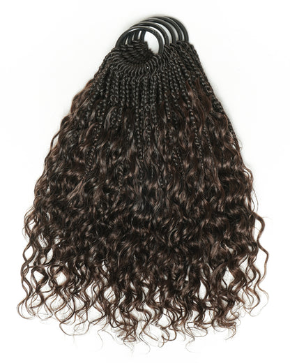 12"-30" Crochet Boho Braids With Human Hair Curls 100 Strands/Pack Deep Wave
