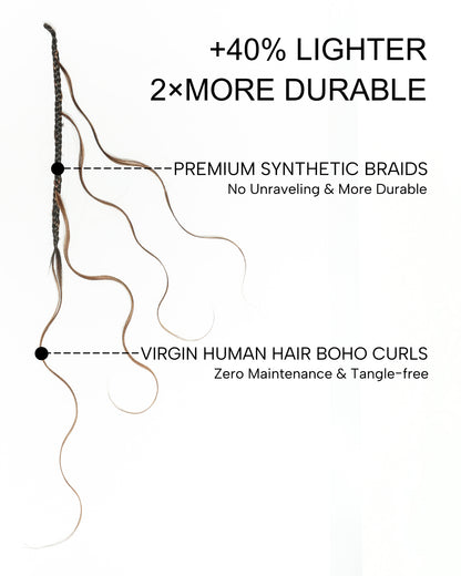 Michelle Crochet Braids - Pre Loop With Body Wave Human Hair Boho Curls (120 Strands)