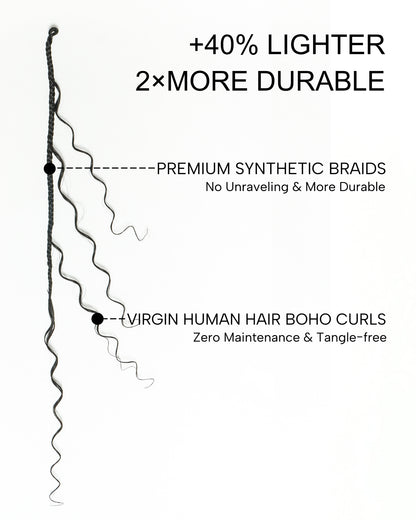 12"-30" Crochet Boho Braids With Human Hair Curls 100 Strands/Pack Deep Wave