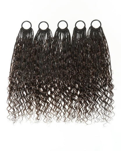 12"-30" Crochet Boho Braids With Human Hair Curls 100 Strands/Pack Deep Wave