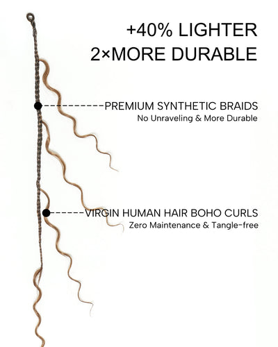 Kiki Crochet Braids - 12"-30" With Human Hair Curls 100 Strands/Pack Deep Wave