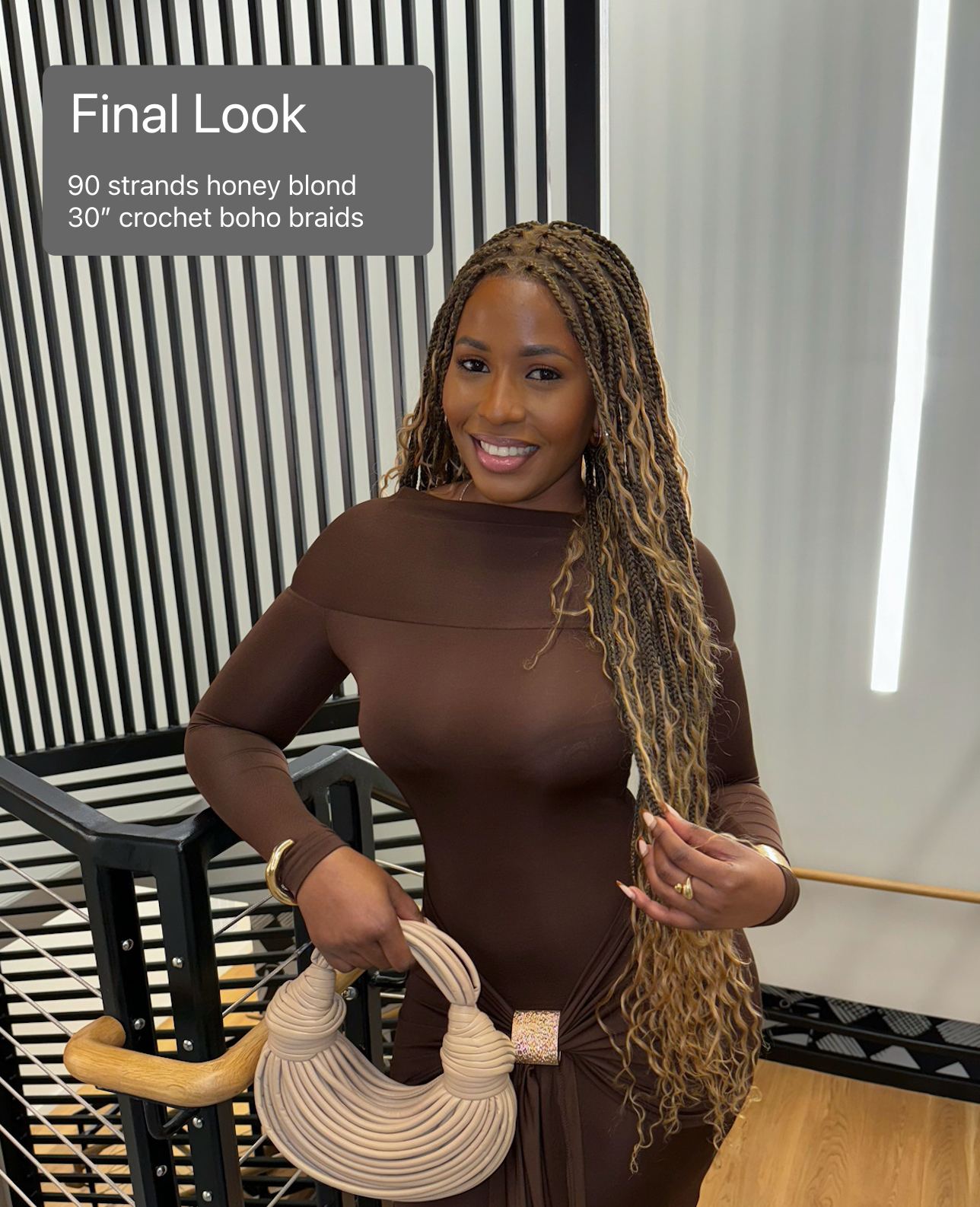 High-Density Human Hair Crochet Boho Braids 30 Inches – 90 Strands