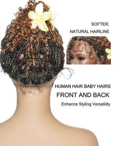 Lulu Bob 12" Pre Bleached Glueless Swiss HD Full Lace Knotless Boho Box Wig With Human Hair Curly Wave Boho Curls
