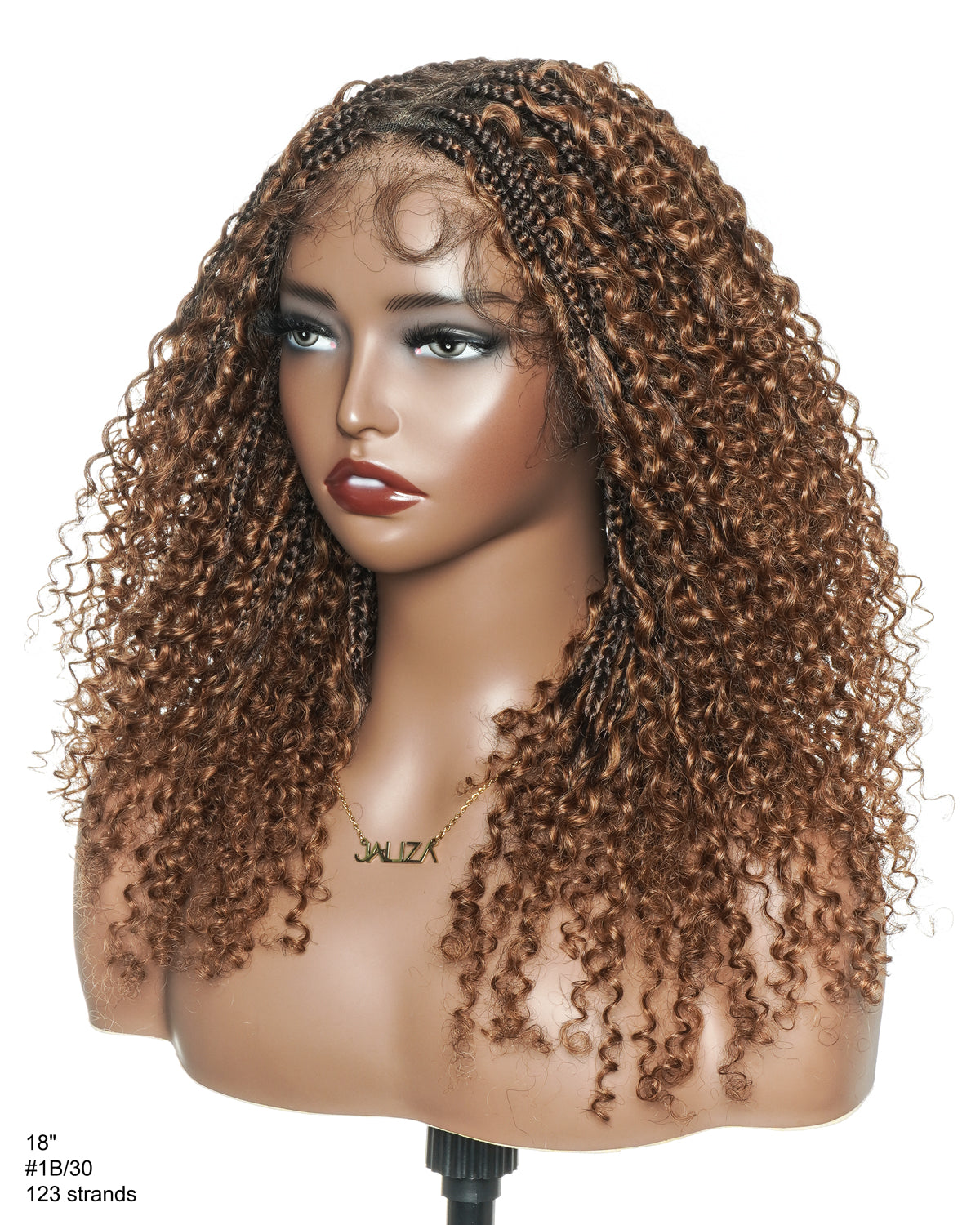 Brown Color Bora Bora 18" Pre Bleached HD Full Lace Human Hair Curly Boho Box Braided Wig