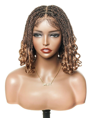 Nina - Small Head Friendly Glueless Braided Wig With Curly Ends (Small Cap Size for Petite Head)