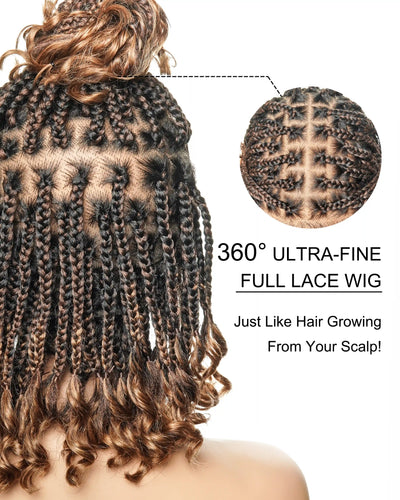 Nina - Small Head Friendly Glueless Braided Wig With Curly Ends (Small Cap Size for Petite Head)