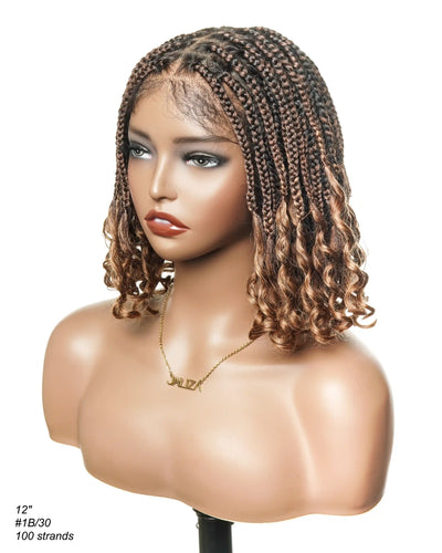Nina - Small Head Friendly Glueless Braided Wig With Curly Ends (Small Cap Size for Petite Head)