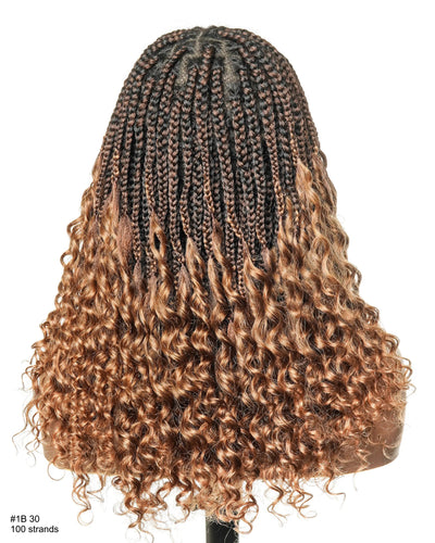 Nina - Small Head Friendly Glueless Braided Wig With Curly Ends (Small Cap Size for Petite Head)