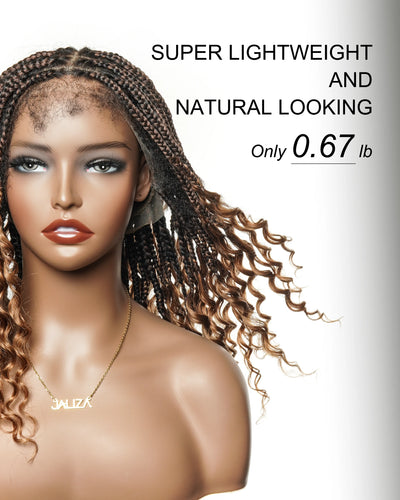 Nina - Small Head Friendly Glueless Braided Wig With Curly Ends (Small Cap Size for Petite Head)