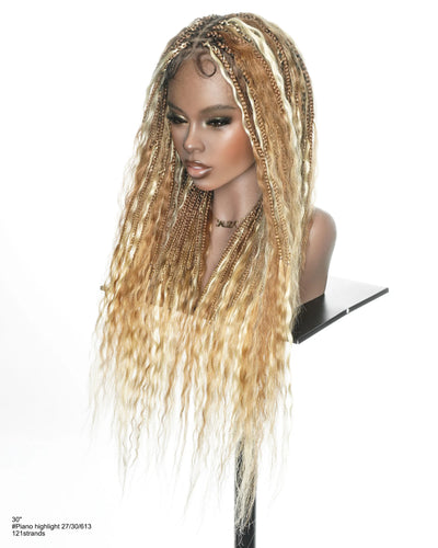 30" Bora Bora Wet & Wavy Boho Braided Wig – Piano 27/30 with 613 Highlights