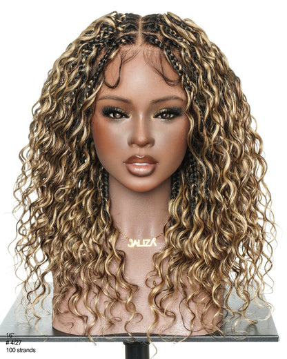 Kiki - Colored 18" Swiss HD Full Lace Human Hair Curls Boho Box Braided Wig