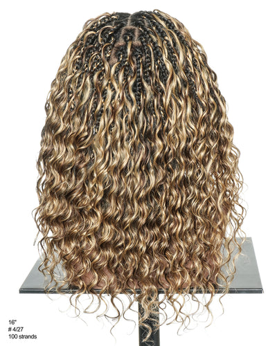 Kiki - Pre Bleached Human Hair Deep Wave Curls Pre Bleached Knotless Swiss HD Full Lace Boho Box Braided Wig