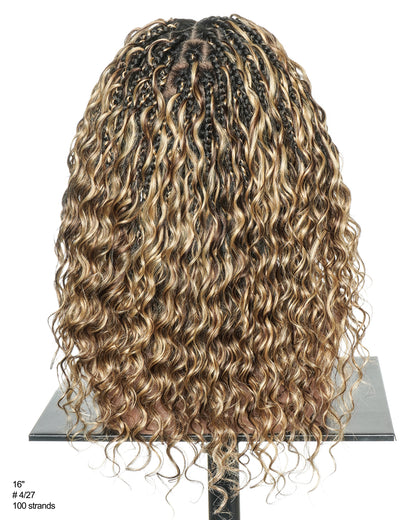 Kiki - Colored 18" Swiss HD Full Lace Human Hair Curls Boho Box Braided Wig